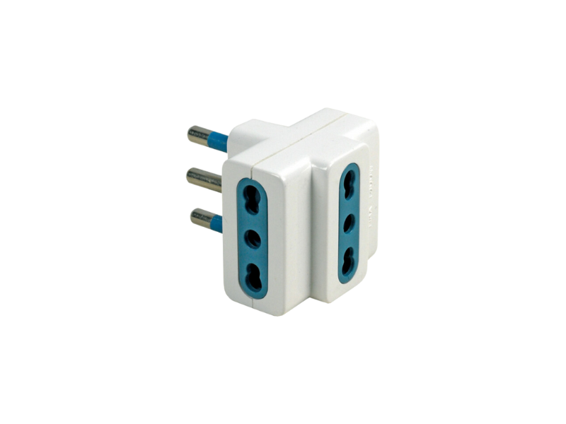 adattatore triplo 2P+T 10/16A bipasso