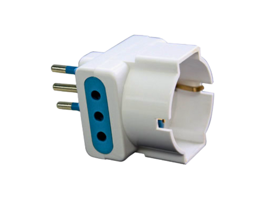 ADATTATORE 220V TRIPLO 2P+T 10A 2P+T+SCHUKO art.90993