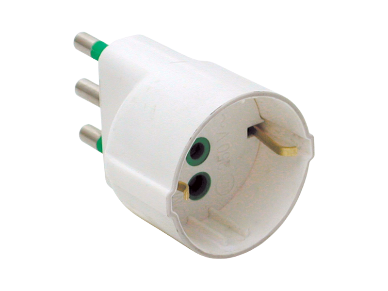 ADATTATORE 220V SPINA 16A E PRESA  SCHUKO/BIPASSO 2P+T B.CO FME art.82130