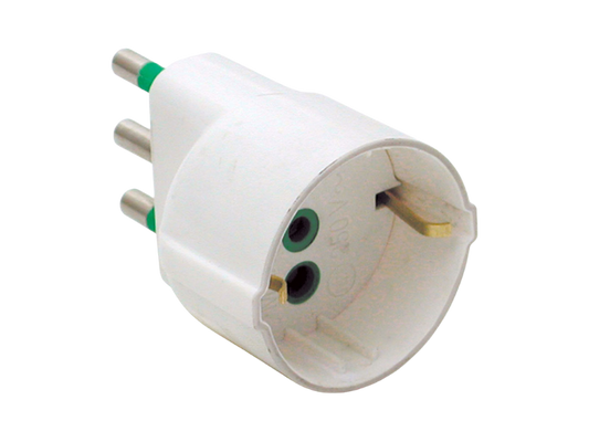 ADATTATORE 220V SPINA 16A E PRESA  SCHUKO/BIPASSO 2P+T B.CO FME art.82130