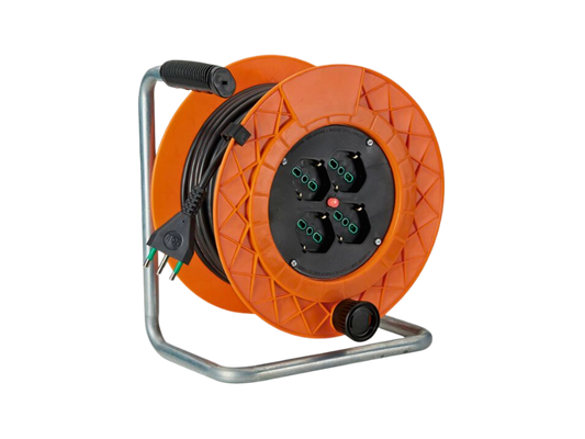 elettricità avvolgicavo a rotella mt.25 mm.3x1,5 4 prese 2p+t 16a 250v bipasso universali fanton art.10220